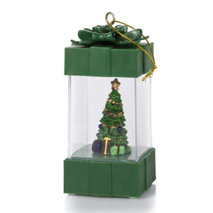 DAM Lampada natalizia  con luce, design regalo con albero di Natale. 5x5x11 cm. Colore verde