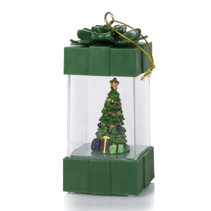DAM Lampada natalizia  con luce, design regalo con albero di Natale. 5x5x11 cm. Colore verde