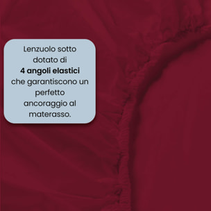 COMPLETO LETTO MAX COLOR, 100% Cotone, Made in Italy - BORDEAUX