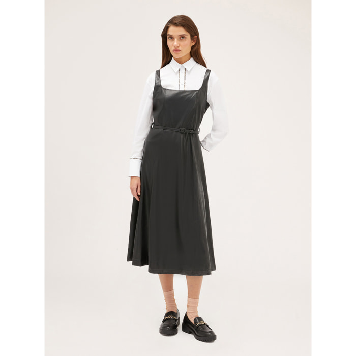 Motivi - Vestido midi de tejido revestido - Negro