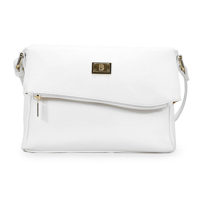 Bolso bandolera blanco con solapa