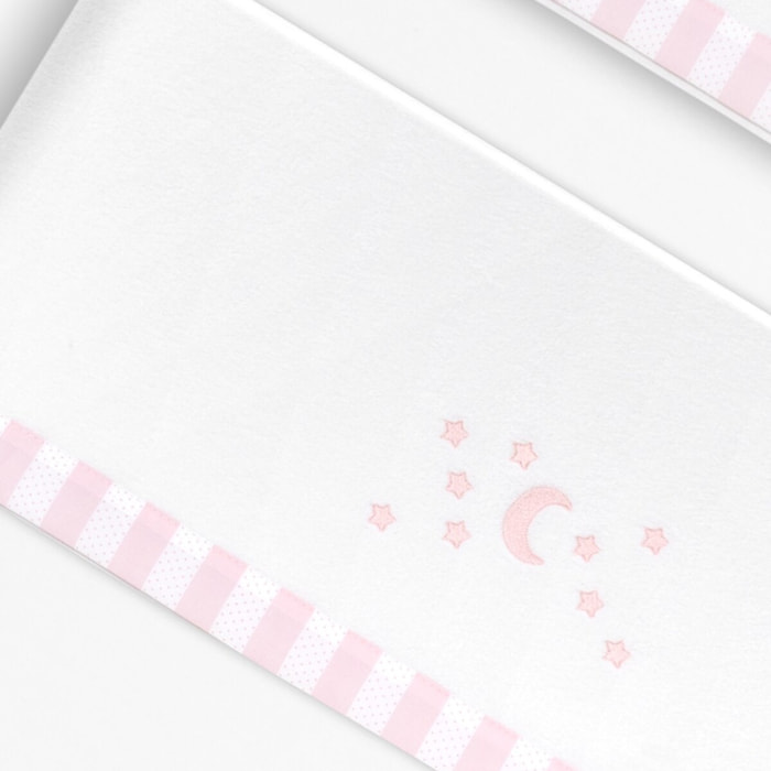Triptico Minicuna Coralina D. Algodon Luna Estrellas Bco/Rosa