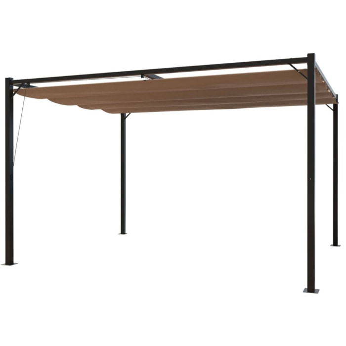 Pergola autoportante 3 x 4 m en acier avec toile taupe MEDELIN