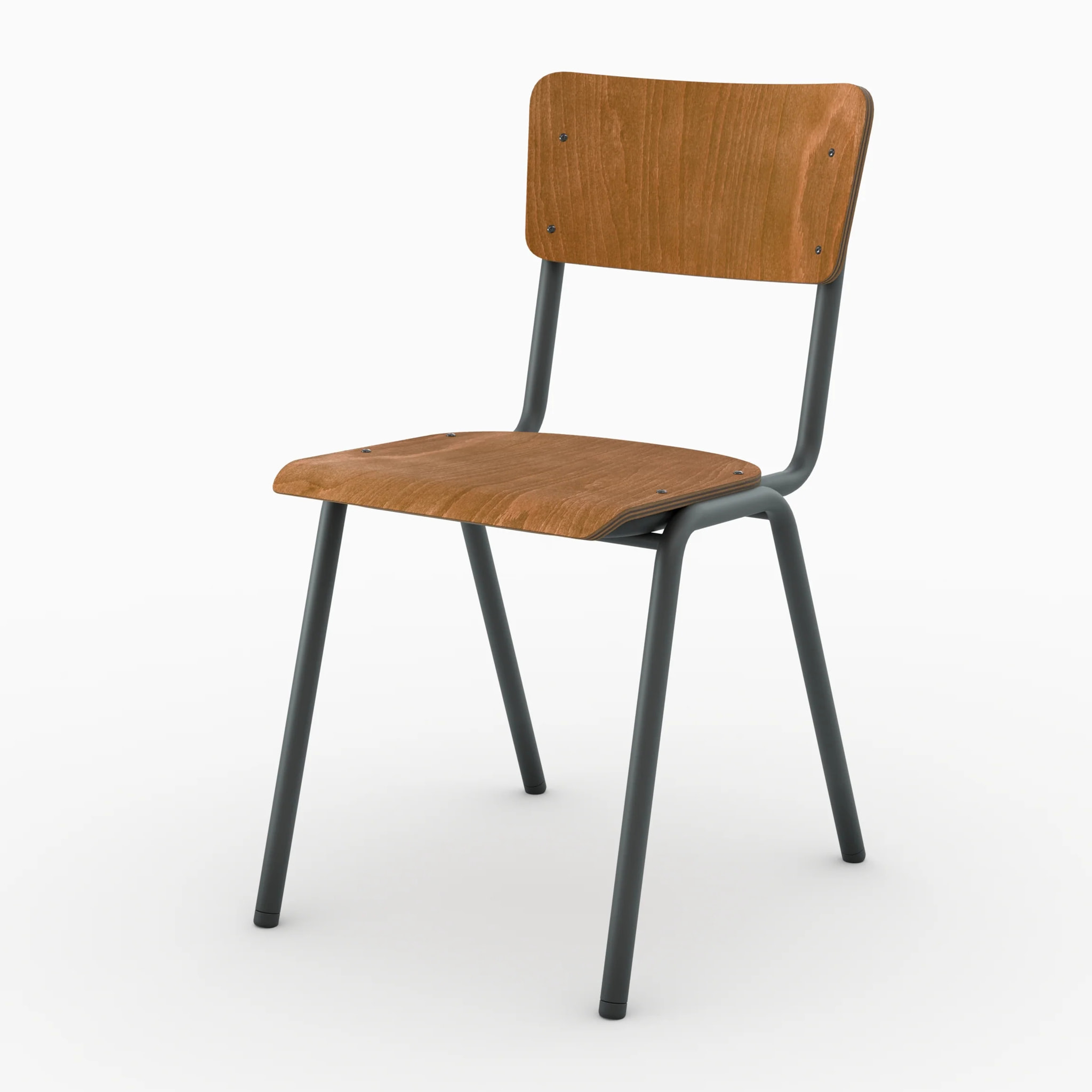 Lot de 2 chaises écolier empilables en bois foncé - Clem