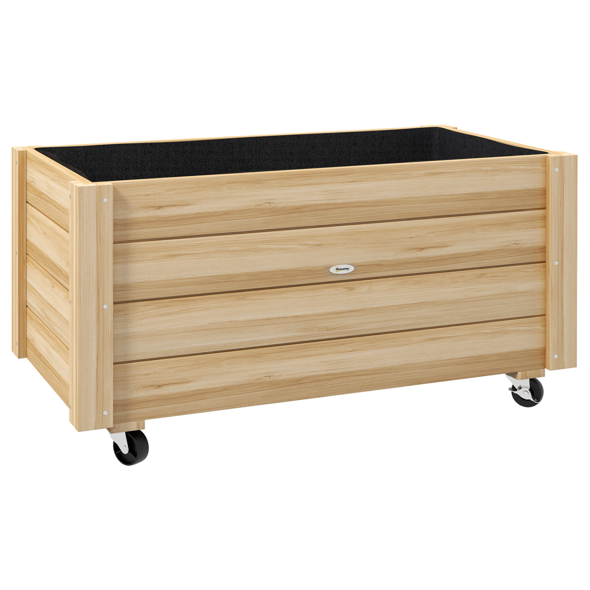 Jardinière sur roulettes - jardinière rectangulaire - inserts d'irrigation, feutre de drainage inclus - bois de sapin autoclave