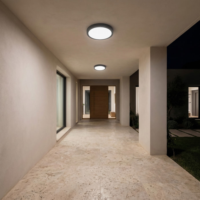 LEDS C4 Plafon Ip66 Basic E27 15W Gris Urbano