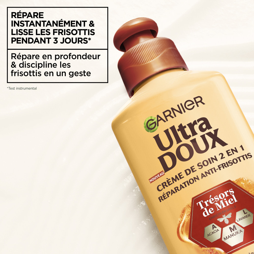 Lot de 6 - Garnier Ultra Doux Trésors de Miel Crème de Soin 2-en-1 Réparation Anti-Frisottis 200ml - Homme & Femme