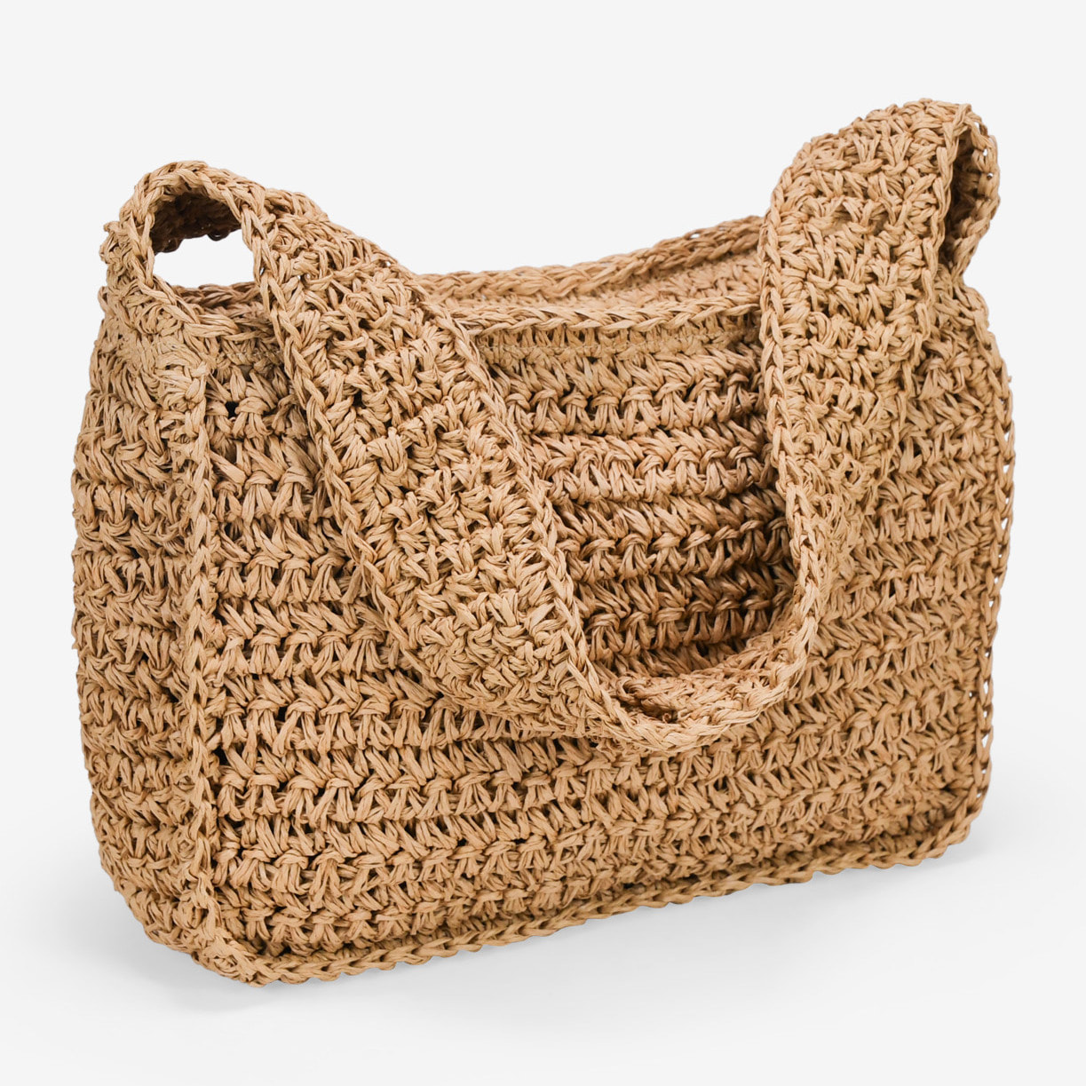 Bolso de hombro tostado en rafia