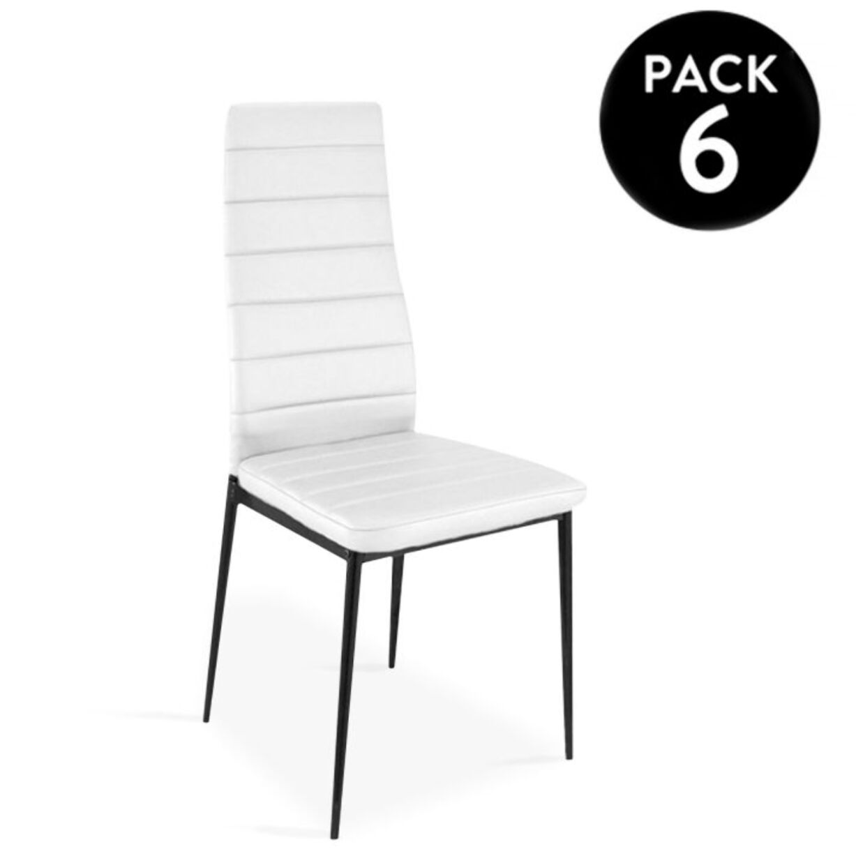 Pack 6 sillas de comedor símil piel Emi Blanco - Negro