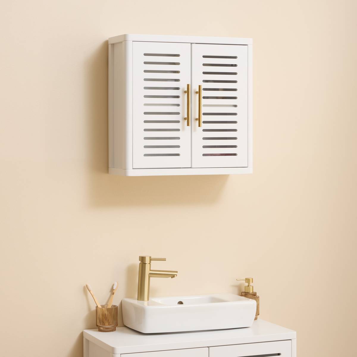 Meuble haut Orea carré 20x50cm 2 portes blanc