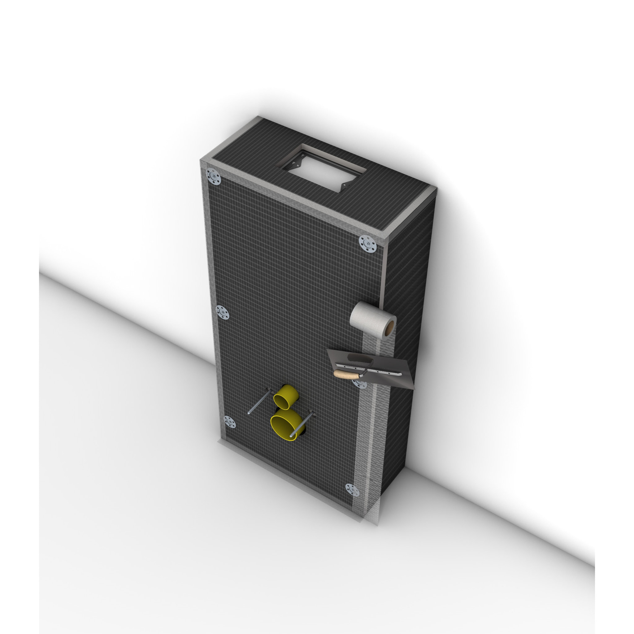 Pack WC Bati-support Geberit + WC Swiss Aqua Technologies sans bride + Plaque blanche + Set habillage (SATrimlessGeb1-sabo)