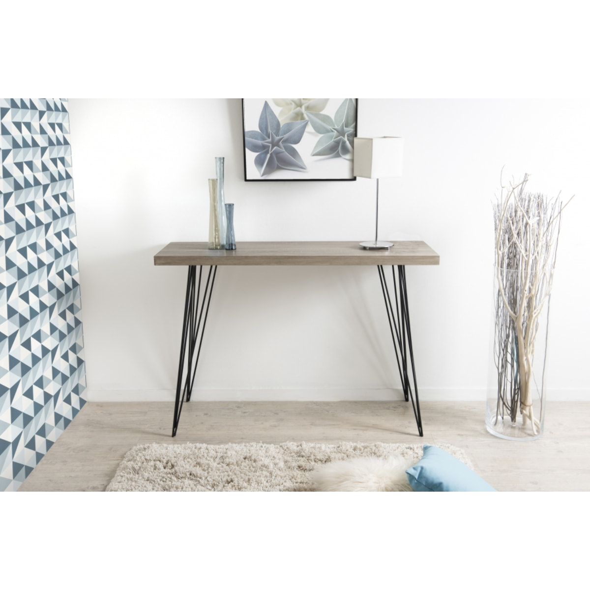 FLEUR - Console rectangulaire pieds métal scandi