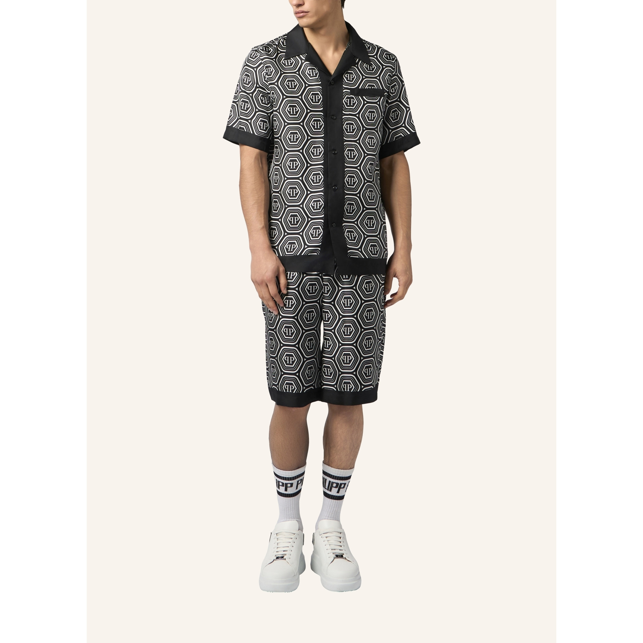 PHILIPP PLEIN Silk Bowling Shirt Monogram 70's