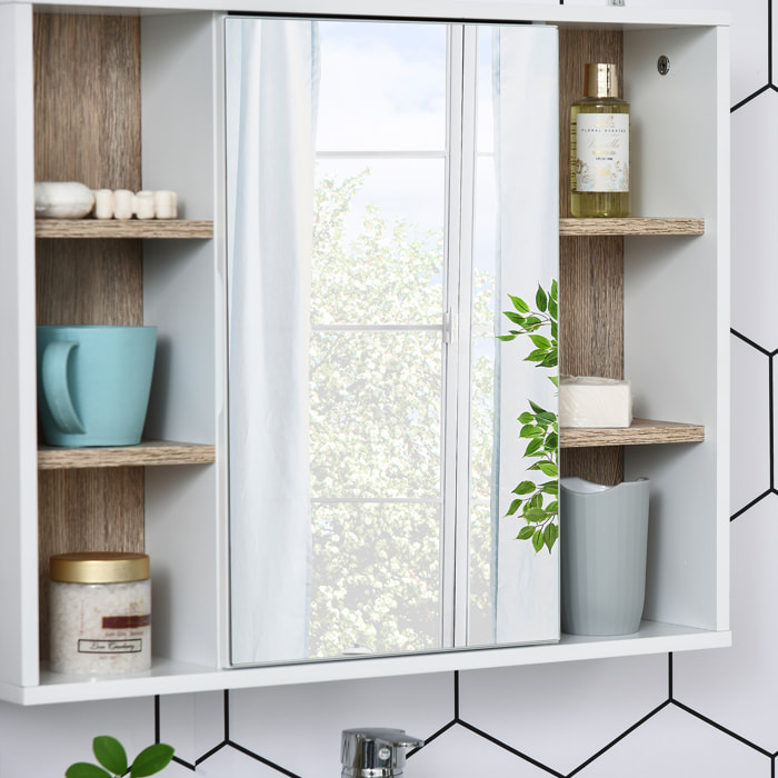 Miroir de salle de bain avec placard et étagères