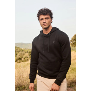 Felpa nera con cappuccio, regular fit con logo Rigby Go