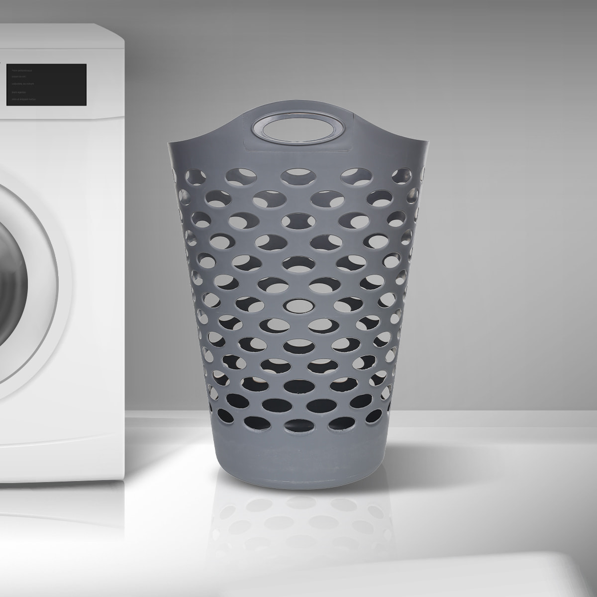 Corbeille à linge souple 60L gris