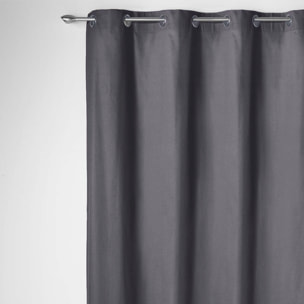 Rideau à œillets 100 % coton Panama - Bleu Foncé