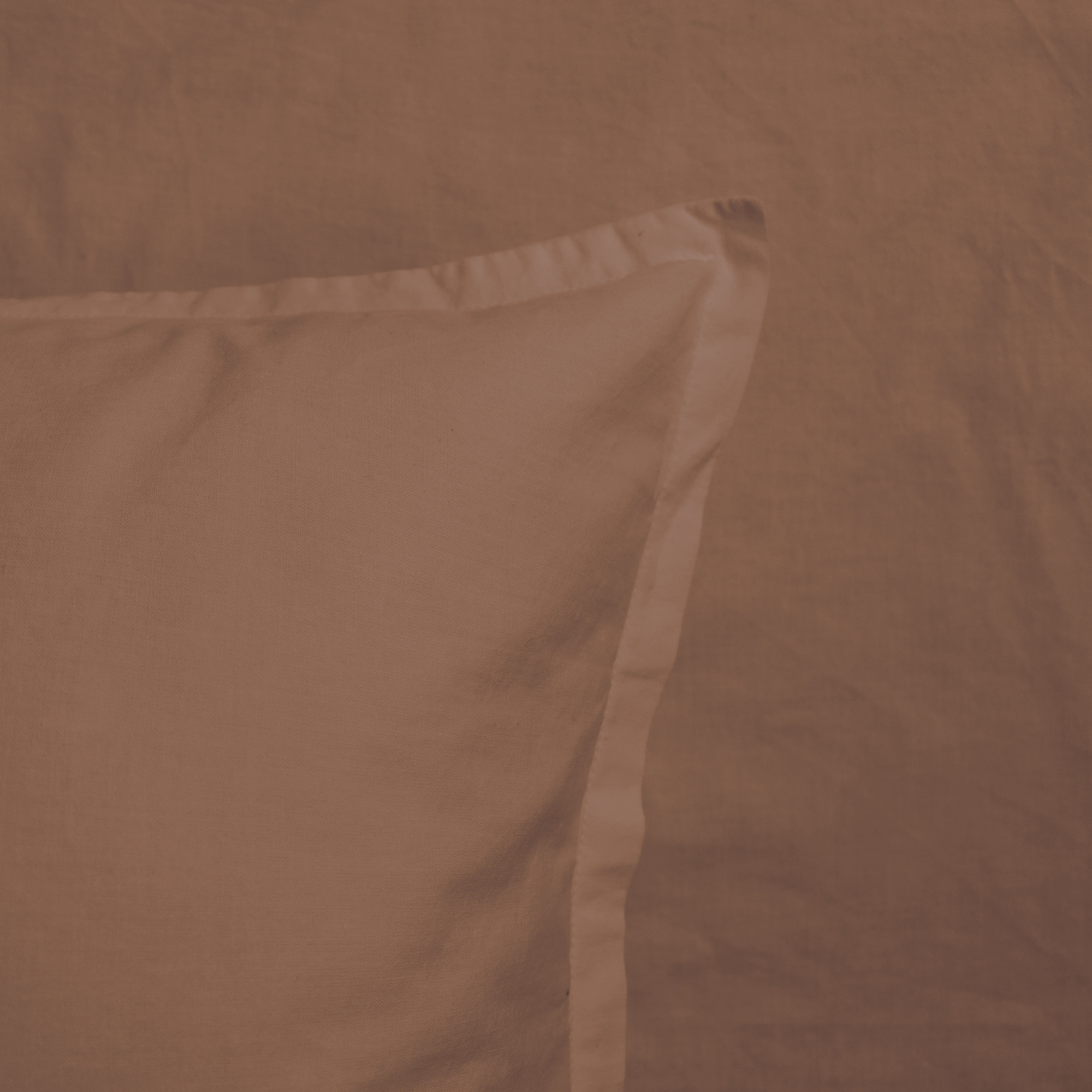 Parure de lit unie en coton taies à volant, COTON LAVÉ