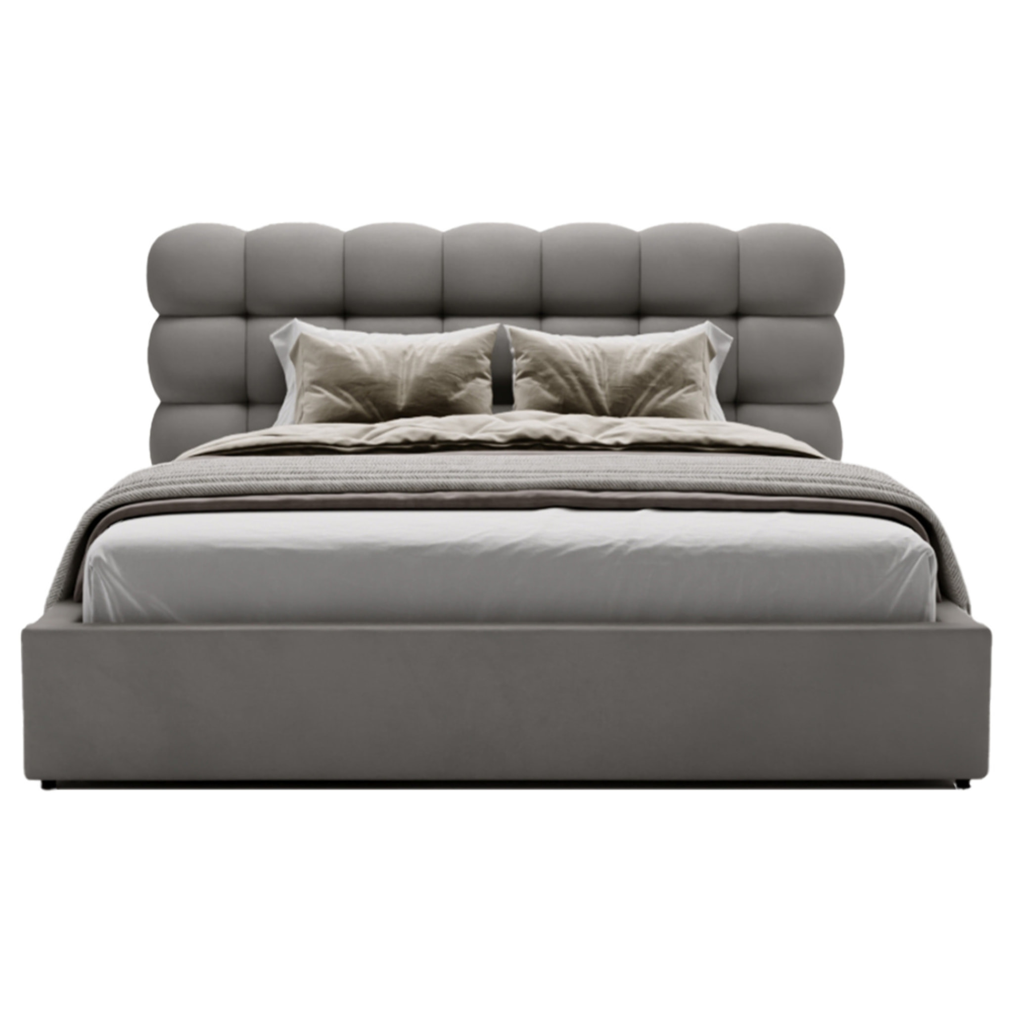 Lotus - lit coffre - 160x200 cm - sommier inclus - en velours - Gris