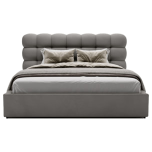 Lotus - lit coffre - 160x200 cm - sommier inclus - en velours - Gris
