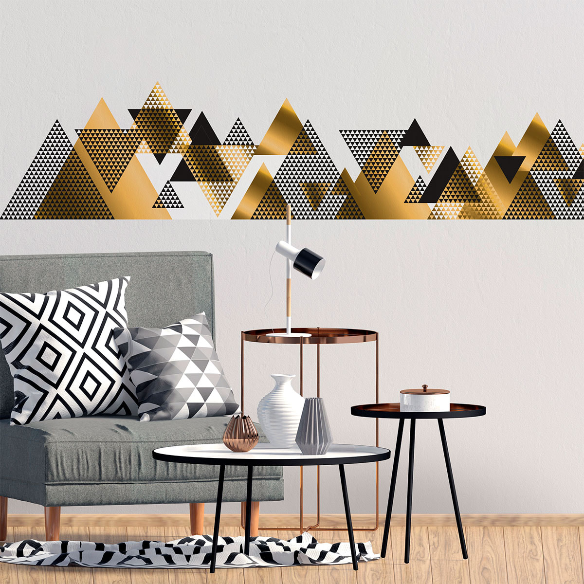 Stickers muraux - Décoration chambre salon - Autocollant Sticker mural géant montagnes scandinaves LAURENTIKES