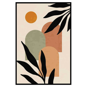 Affiche encadrée végétale abstraite moderne Affiche + cadre en métal - Noir