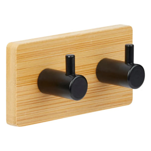 Patère adhésive "Stiky" en métal et bambou