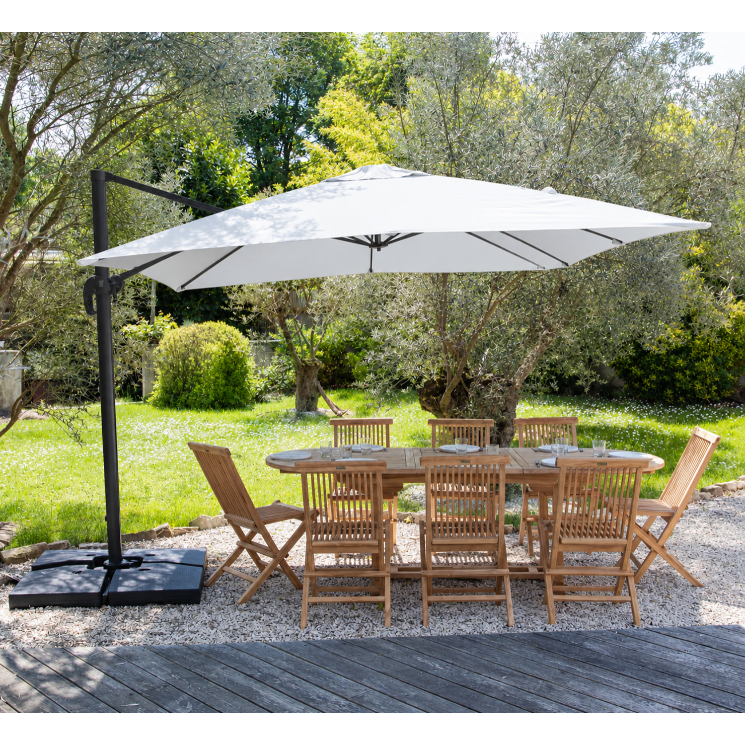 Parasol déporté MOLOKAI carré avec housse -