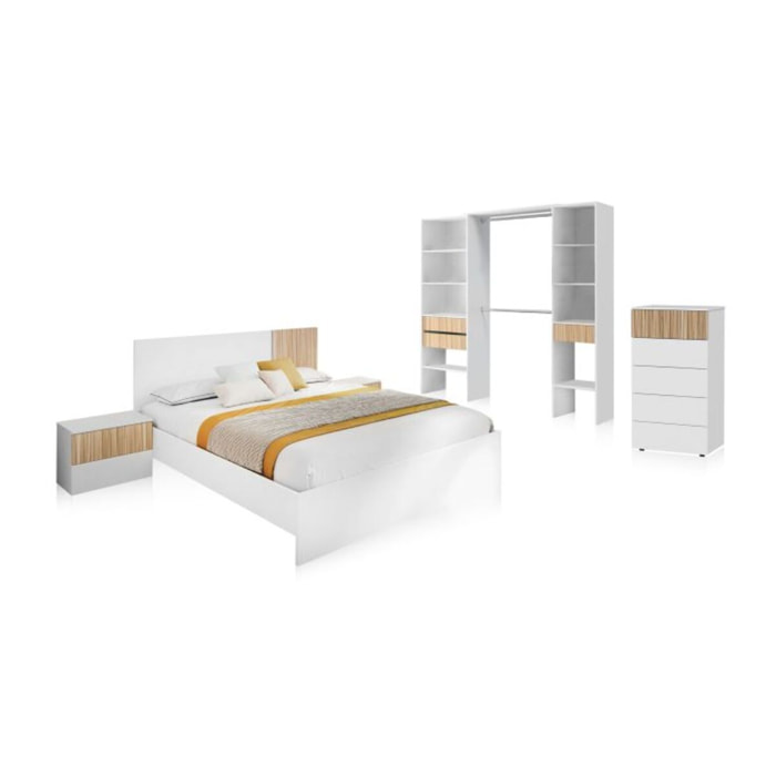 Dormitorio Nitza 5C Max Blanco Artik (Blanco Mate) - Natur