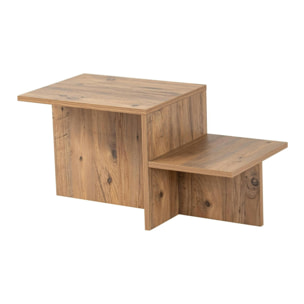 Table basse moderne effet bois naturel - 2 niveaux MARFA