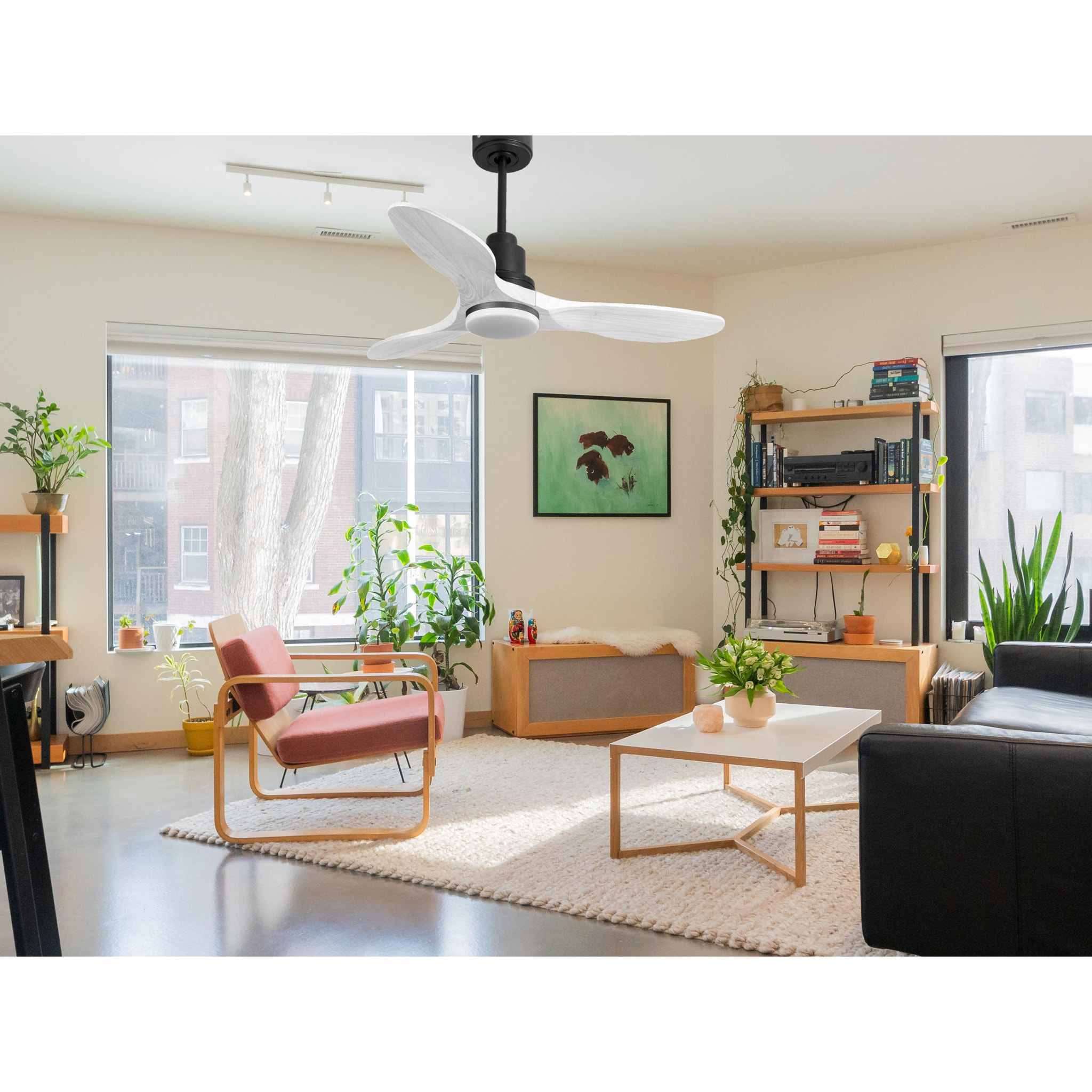 Ventilador de techo Modo Invierno/Verano Termostato Dimable Wifi Motor DC Techos Inclinados Mando a Distancia Luz tres tonos Hypersilence Memoria Vendible Shopify (AUTOMATICO) LimaD106C04LED64628 PURLINE