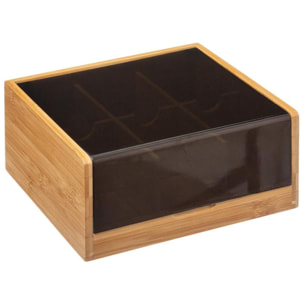 CAJA DE TÉ DE BAMBÚ EN COLOR NEGRO