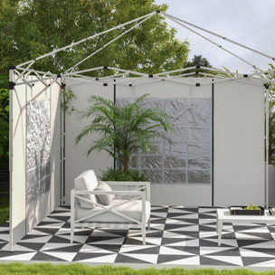 Paredes Laterales para Carpa de 2 Paneles 295x195 cm Cortina Lateral de Tela Oxford con Ventana Enrollable y Puerta con Cremallera para Carpa 3x3 m o 3x6 m Blanco