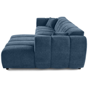 Curtis - canapé d'angle droit 4 places en tissu texturé - Bleu