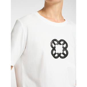 Elena Mirò - T-shirt relaxed fit con ricamo Monogram - Bianco