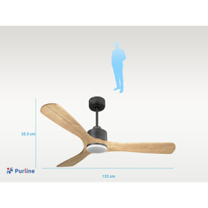 Ventilador de techo Reversible Termostato Dimable Wifi Motor DC Techos Inclinados Mando a Distancia Luz tres tonos Hypersilence Memoria ParosD132C03LED65270 PURLINE