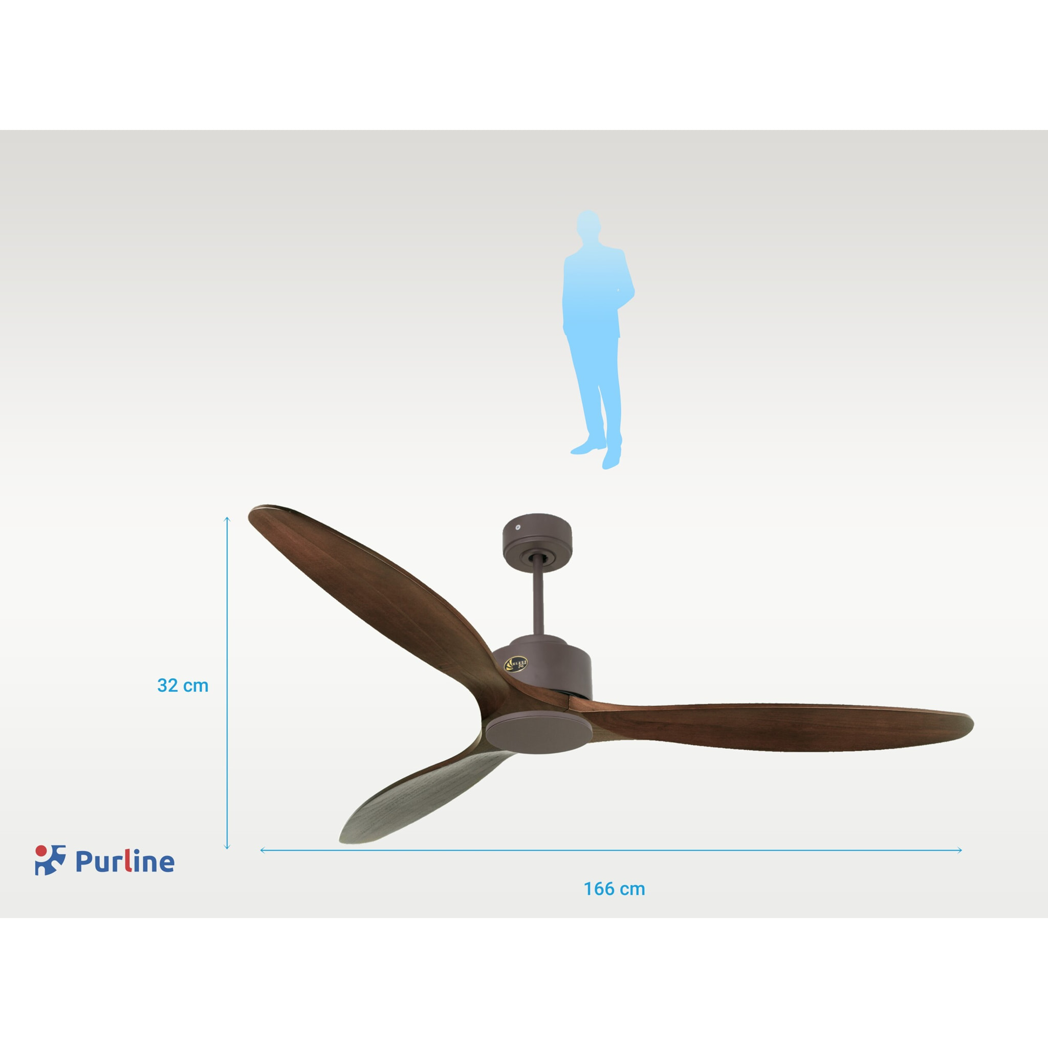 Ventilateur de plafond ø166 cm avec Wifi Réversible Hypersilence 40   W Chocolat