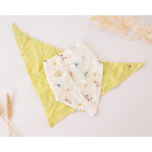 SET DE 2 BANDANAS PARA BEBÉ EN BAMBÚ Y ALGODÓN AMARILLO