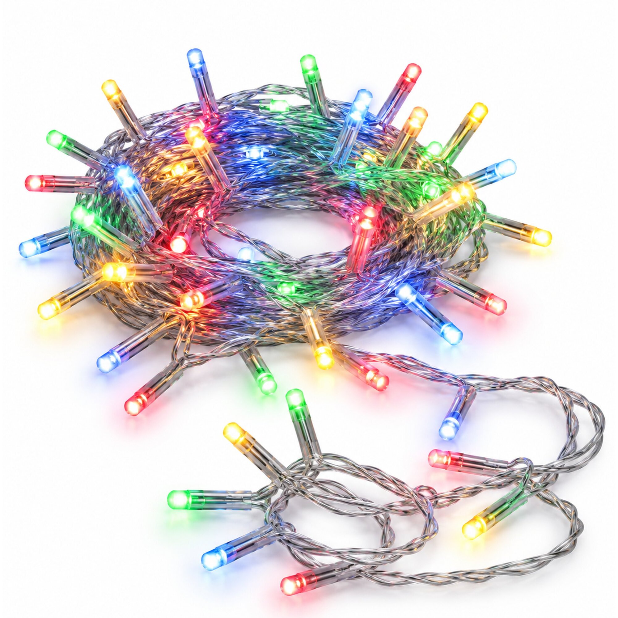 Guirnalda con 80 Luces LED Multicolor con Temporizador y cable transparente
