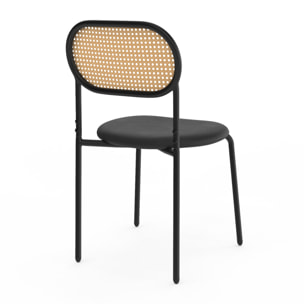 Chaises Clarisse noires et dossier cannage  - lot de 4