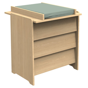 Commode 3 tiroirs façades inclinées en bois décor chêne miel