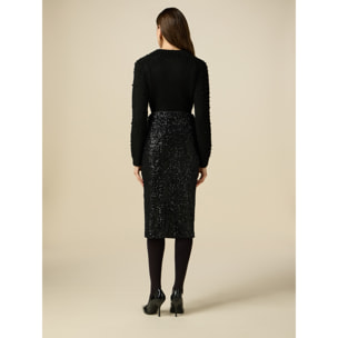 Oltre - Sequin Pencil Skirt - Negro