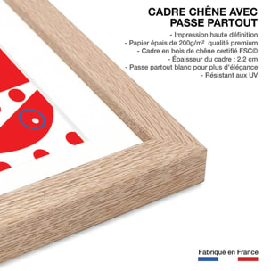 Affiche collage la femme aux lunettes Affiche + cadre en bois - Chêne