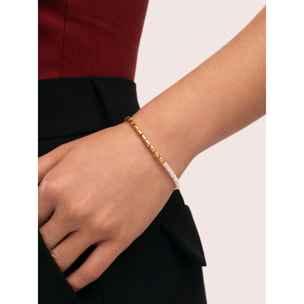 Pulsera New Pearl Acero Baño Oro