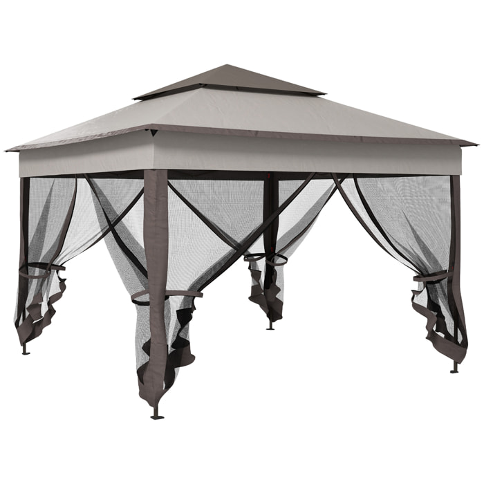 Carpa Plegable Gazebo 3,3x3,3 m Cenador Plegable con 4 Paredes Laterales de Malla Anti-UV y Bolsa de Transporte para Camping Fiestas Gris