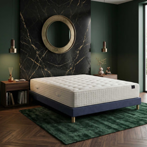 Ensemble matelas ressorts HÉLIOS, mémoire de forme, H31 cm, sommier bleu