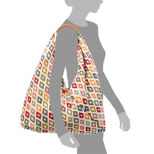 Banzi bolso Shopper de algodón, con asa en cuero. Diseño exclusivo.