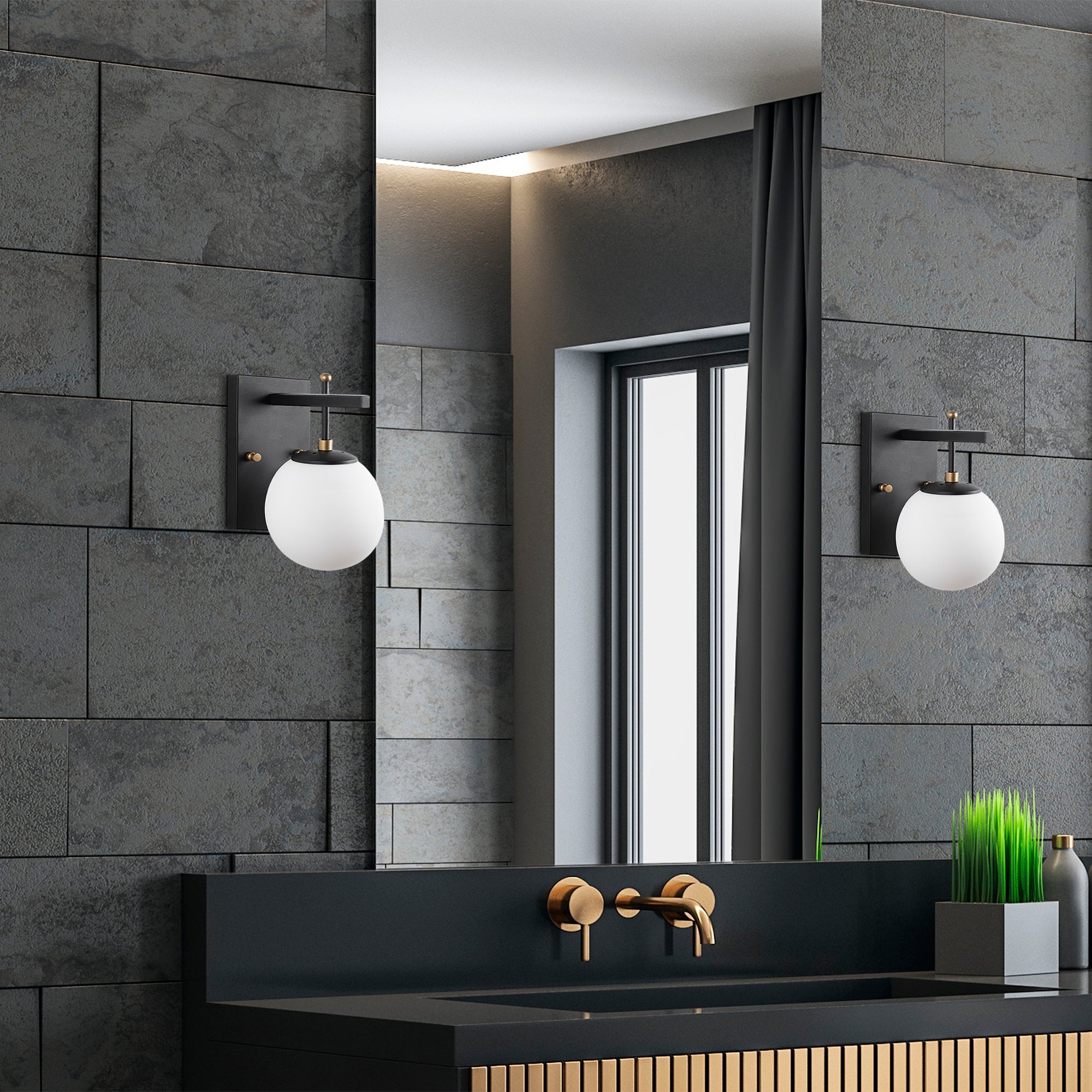 Aplique de pared pantalla blanca, metal , negro, 15x20x15, casquillo E14 Max 40 W