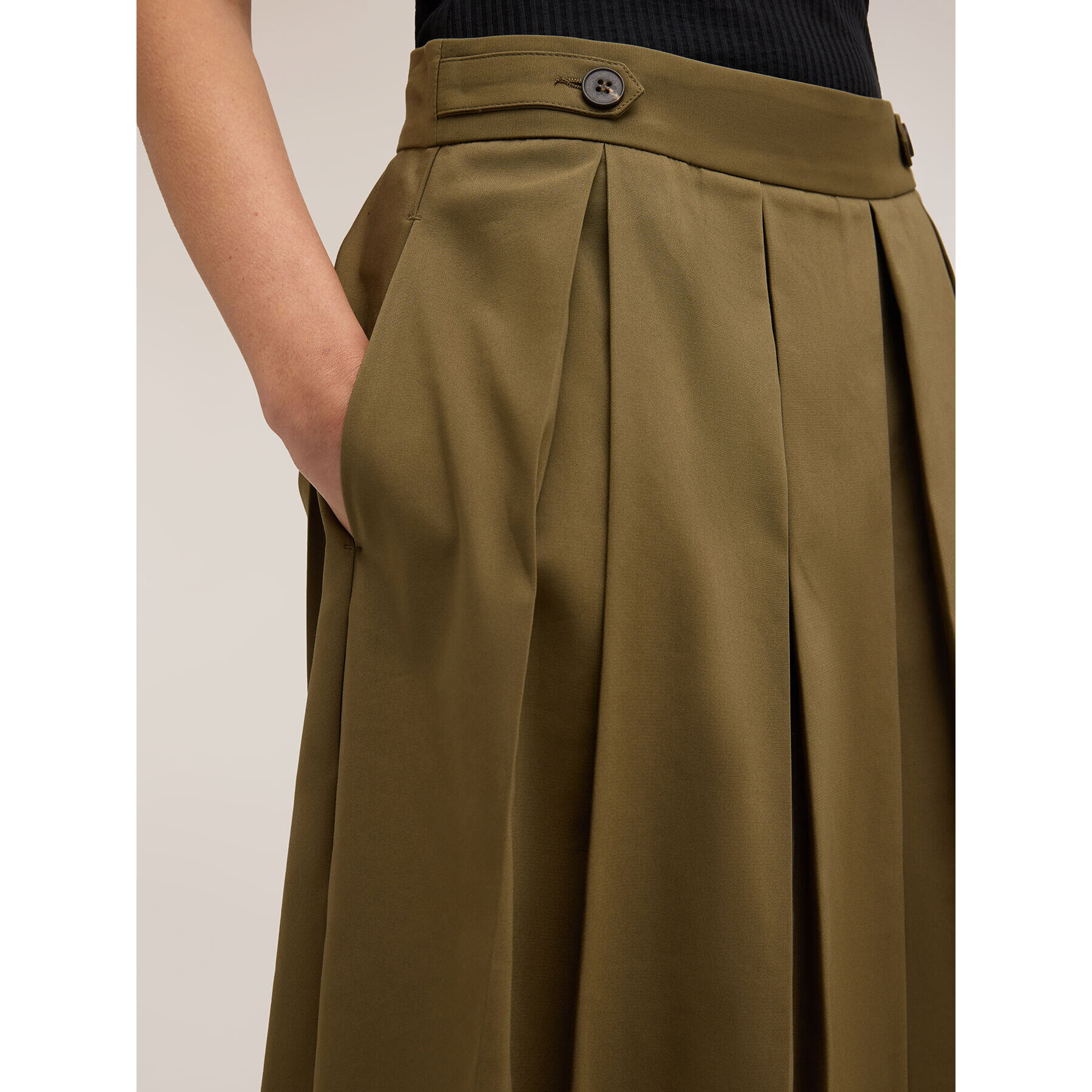 Motivi - Gonna a pieghe misto cotone - Verde militare