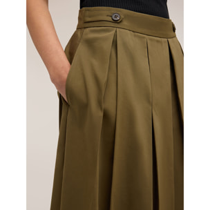 Motivi - Gonna a pieghe misto cotone - Verde militare